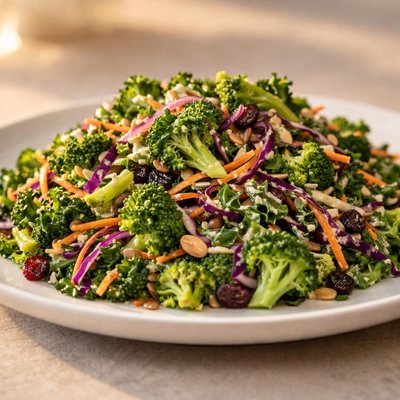 Broccoli and kale slaw salad