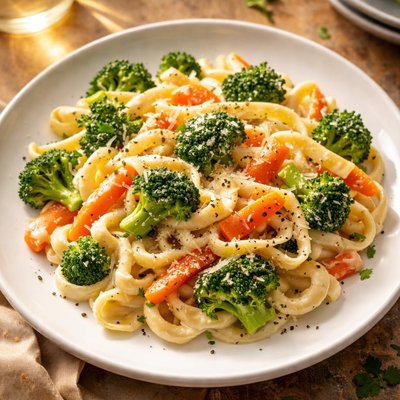 Broccoli carrots alfredo