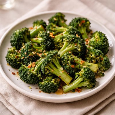 Broccoli with basting oil
