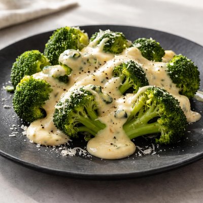 Broccoli with four cheese sauce