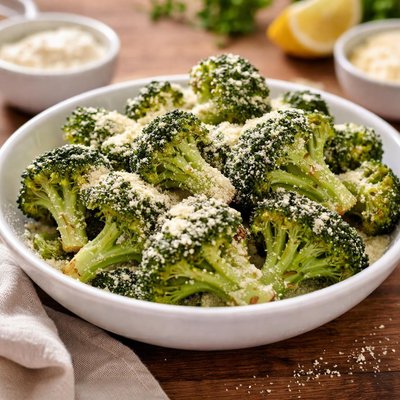 Broccoli with white cheddar powder