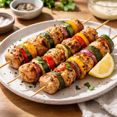Brocheta de pavo salmuerezada