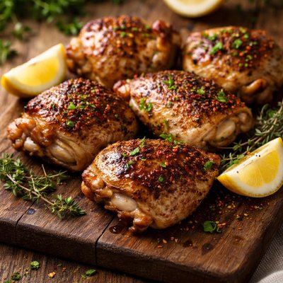 Broiled chicken thighs