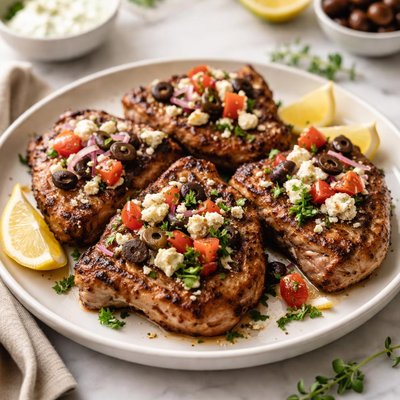 Broiled greek pork chops
