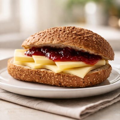 Broodje kaas met jam