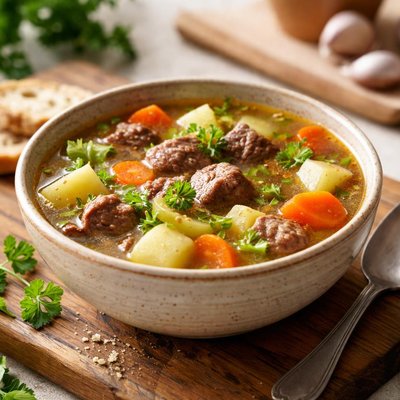Broth with meat and vegetables