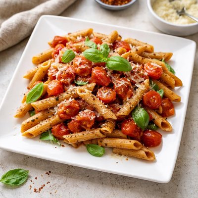 Brown pasta with tommato