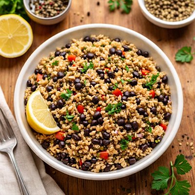 Brown rice and lentil bean