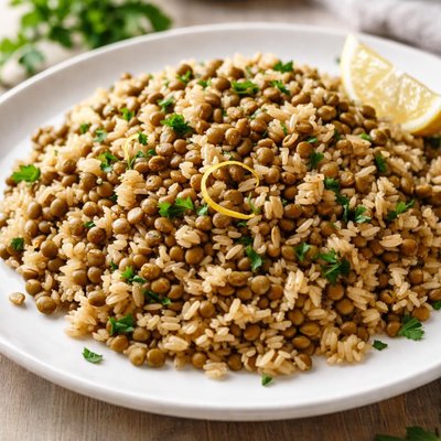 Brown rice and lentils