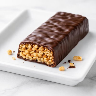 Brown rice bar with dark chocolate covering