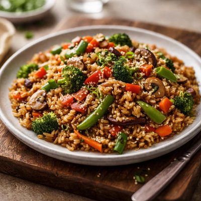 Brown rice stir fry