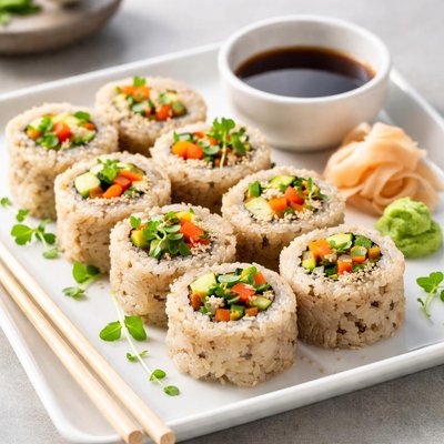 Brown rice sushi veggie combo