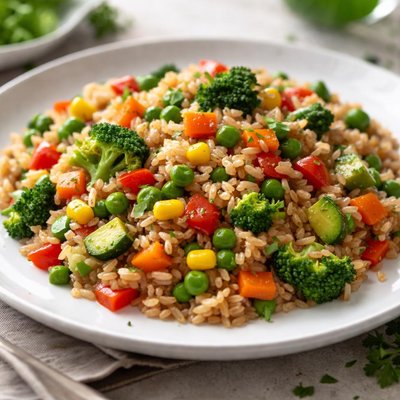 Brown rice with mixed vegetables