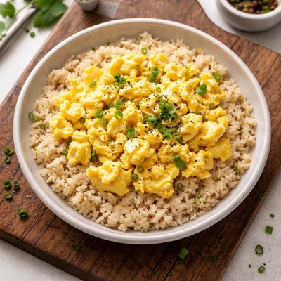 Brown rice with scrambled egg
