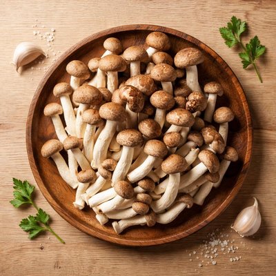 Brown shijimi mushrooms