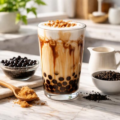 Brown sugar pearl black tea latte