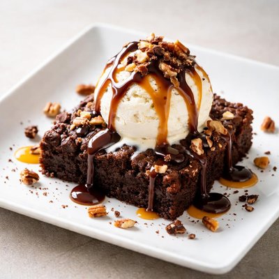 Brownie and ice cream sundae