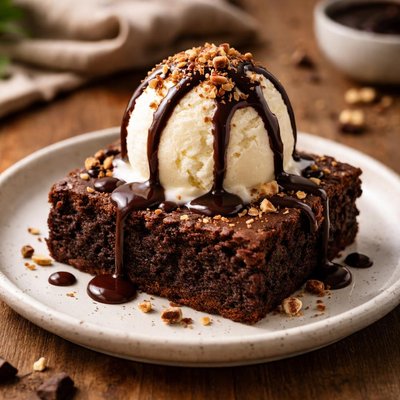 Brownie with ice cream