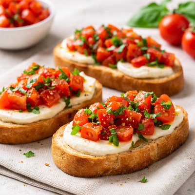 Bruschetta with cheese and tomato