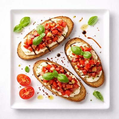 Bruschetta with cheese and tomatoes