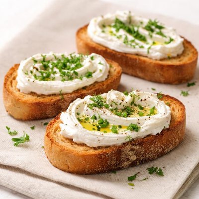 Bruschetta with cream cheese and herbs
