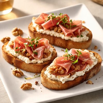 Bruschetta with ham and walnut
