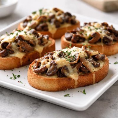 Bruschetta with mushroom and cheese