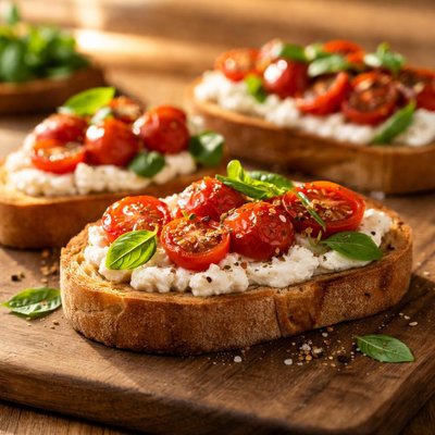 Bruschetta with ricotta and cherry tomatoes