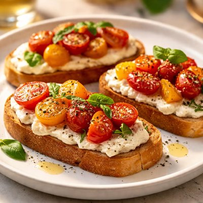 Bruschetta with ricotta and tomato