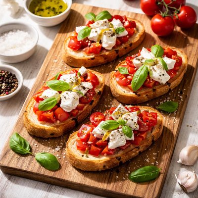 Bruschetta with tomatoes and cheese