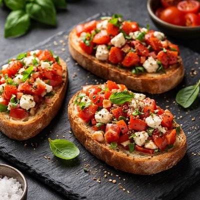 Bruschetta with tomatoes and feta