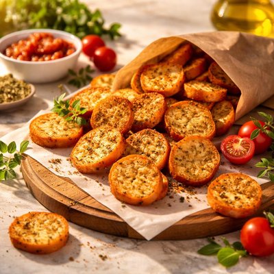 Bruschette tomato and oregano chips