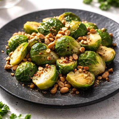 Brussel sprouts cooked in butter with peanuts