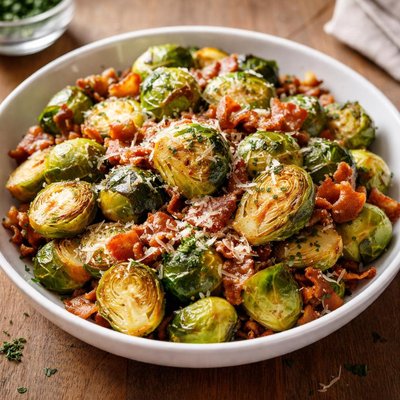 Brussel sprouts with cheese and bacon