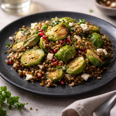 Brussels and lentils salad