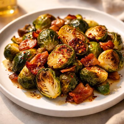 Brussels sprouts with bacon and hot honey