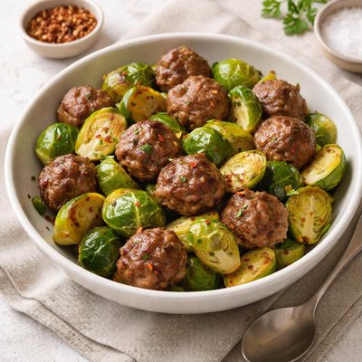 Brussels sprouts with meatballs