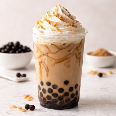 Bubble tea with whipped cream