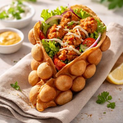 Bubble waffle with chikken