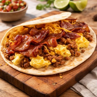 Buc-ees super bacon breakfast taco
