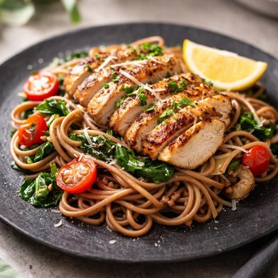 Buckwheat pasta and chicken