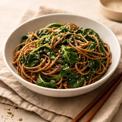 Buckwheat spinach noodles