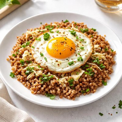 Buckwheat with egg and cheese