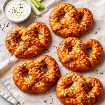 Buffalo cheddar baked pretzels