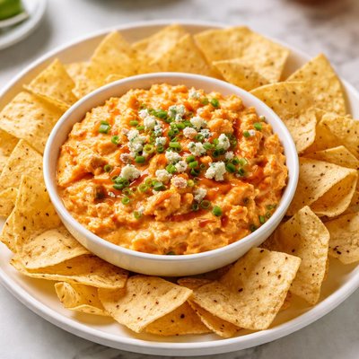 Buffalo chicken dip and tostido chips