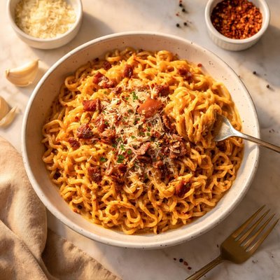 Buldak carbonara noodles