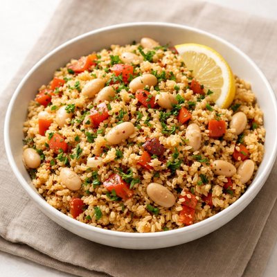 Bulgur wheat and beans