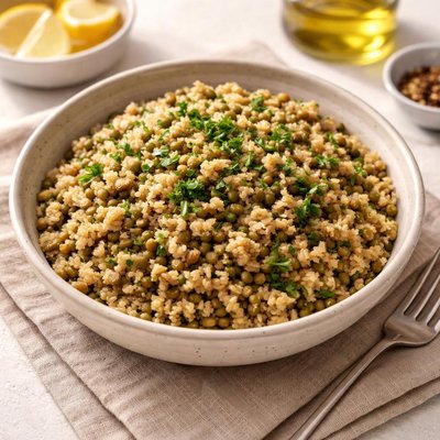 Bulgur with green lentils