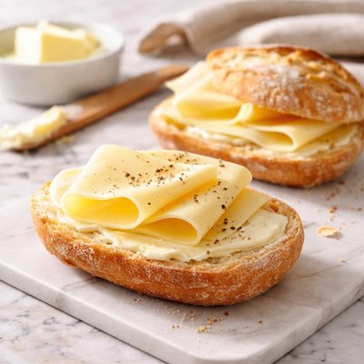 Bun with butter and cheese