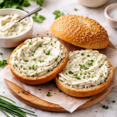 Bun with cheese spread